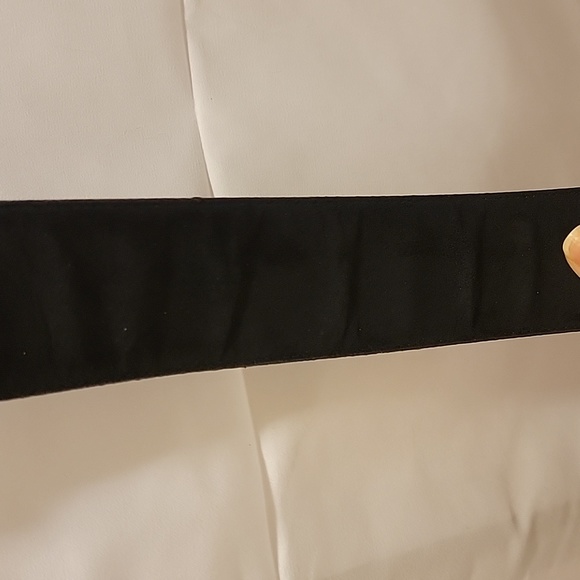 Vintage Wide Tracy Maxwell Black Gen Pig Suede Belt Gold Tone Buckle GUC Large - Picture 12 of 16